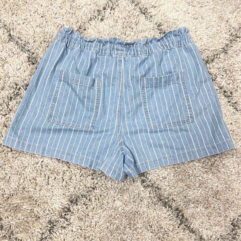 Loft Women’s High Rise Drawstring Striped Denim Shorts Size Large - Picture 5 of 7